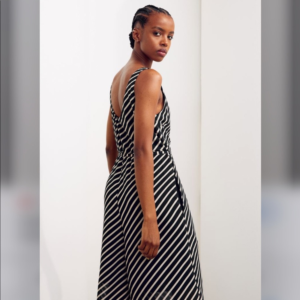 H&M Ankle Length Striped Chiffon Jumpsuit NWT - Picture 3 of 7